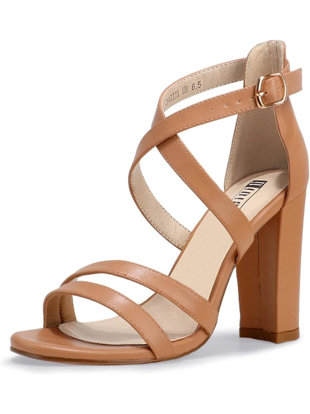 Strappy Chunky High Heels - Open Toe Ankle Strap Sandals for Stylish Comfort